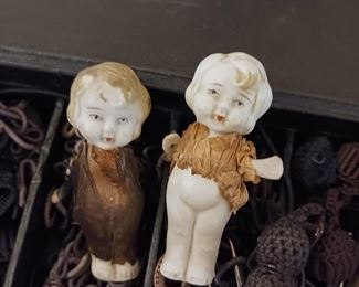 Antique bride and groom bisque dolls 