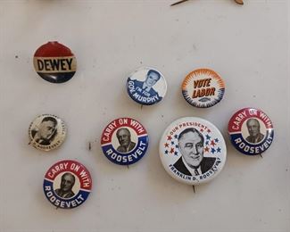 Nice selection of political pinbacks vintage Roosevelt Dewey