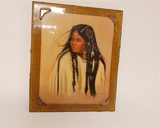 Picture of a Native American Indian woman on a plaque