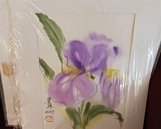Oriental watercolor flower painting
