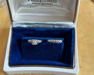 Starfire White 14K Gold & Diamond Wedding Engagement Ring Set