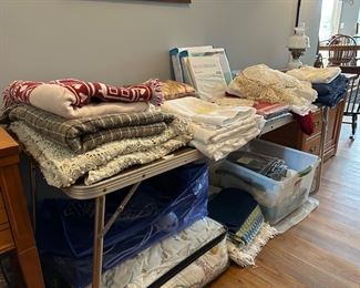 Blankets, king size sheets, tablecloths, curtains, doilies…