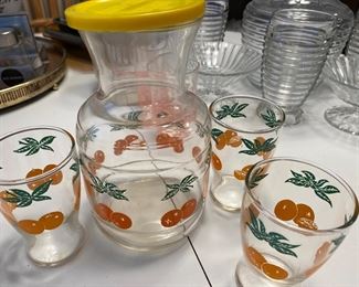 Vintage Juice Carafe with Juice Glasses