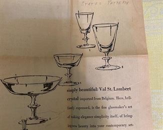 Original Ad from Marshall Fields, for Val St. Lambert Goblets