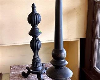 Metal decorative sculptures.