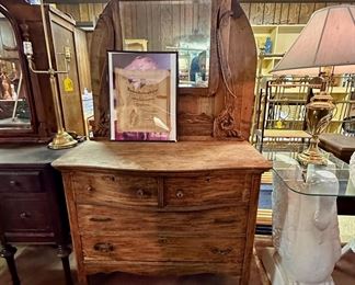 Mirrored oak dresser.