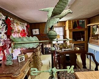 Verdigris copper eagle weather vane.