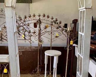 Handmade arch and plant stands (one of ten plant stands pictured).