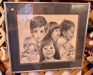 Pencil sketch of children from around the world.  