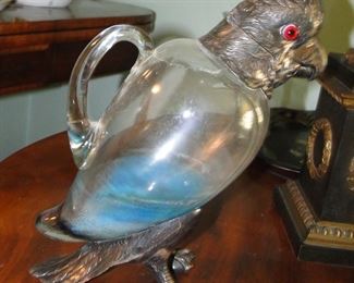 Victorian Crystal Bird Decanter Silver head and feet, London 1882 makers initial A.C.  $500