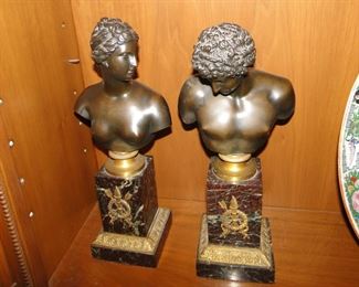 French Bronze Busts with Ormolu Mounts $500