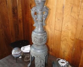Oriental Style large Metal Table Lamps $600 pair