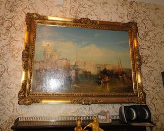Oil by Henry S. Tuke noted English copiest View of the Salute and Palace of the Doge by J. S. Turner in Venice $750