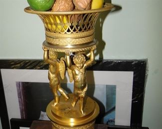 Bronze Gilt Tiered Bowl with Cherubs bowl at top attributed to Pierre Francois Feuchere $5000