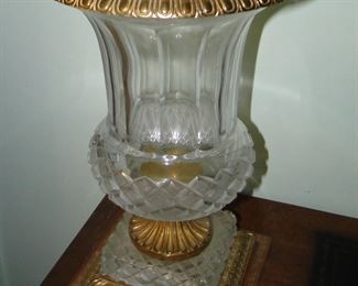 Ormolu mounted French cut crystal wine cooler square base $500