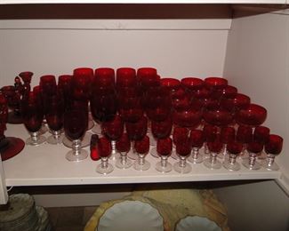 Ruby Red crystal glasses $5-10 each