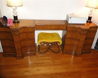 Kneehole Dresser Desk $500, Ottoman $50