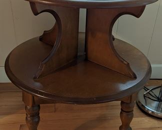 Vintage Two Tier Drum Accent Table x 2