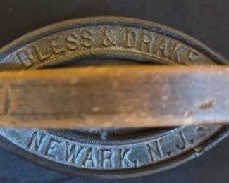 Antique Bless & Drake Wood Handled Cast Iron