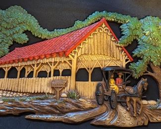 Vintage Sexton Country Covered Bridge Metal Wall Hanging