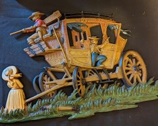 Vintage Stagecoach Metal Wall Hanging