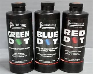 Alliant Powder Blue Dot, Red Dot, And Green Dot Smokeless Powder