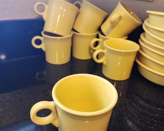 Homer Laughlin Fiestaware Yellow Retired Coffee Mugs Fiesta Ring Handle