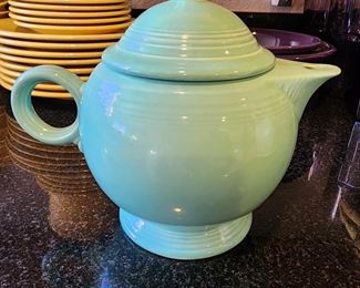 Vintage Fiesta Teapot with Lid Original Sea Mist Green Glaze Ring Fiestaware
