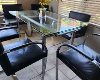Steel and Glass Extendable Dining Table
