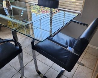 Steel and Glass Extendable Dining Table