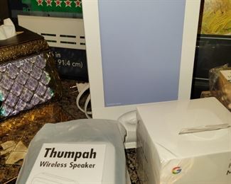 Many, many portable speakers, charging stations, etc