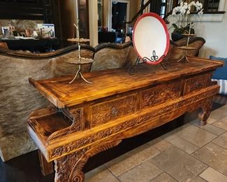 Hand carved wall table