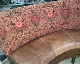 Curved leather sofa