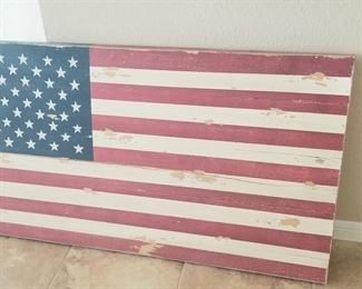 large wooden U.S. Flag