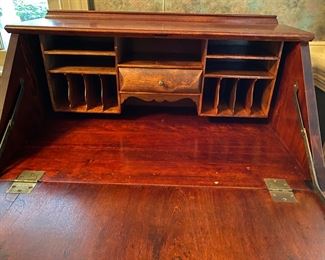 F1 - $150. Small secretary desk - beautiful shape. Measures 16" deep x 27" wide x 39.5" tall. 