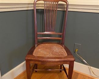 F4 $30 single side chair with caned seat. Floor to seat is 17" floor to back is 36"