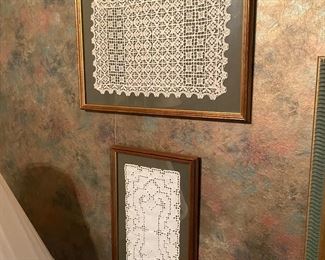 W2 - $10 each. Framed & Matted Doilies. 