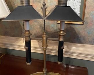 L2 - $175 Brass & Tole Bouilotte Table Lamp.  24" tall. 