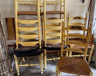 F43 - $150 - Set of 6 Hitchcock Dining Chairs pale yellow. 