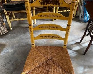 F43 - $150 - Set of 6 Hitchcock Dining Chairs pale yellow. 