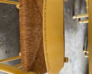 F43 - $150 - Set of 6 Hitchcock Dining Chairs pale yellow. 