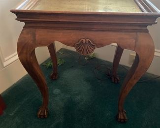 F48 - $65. Chapman Made in Spain small side table with brass top. Measures 12.5" x 17" x 20. 