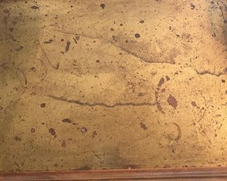 F48 - $65. Chapman Made in Spain small side table with brass top. Measures 12.5" x 17" x 20. 