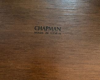 F48 - $65. Chapman Made in Spain small side table with brass top. Measures 12.5" x 17" x 20. 