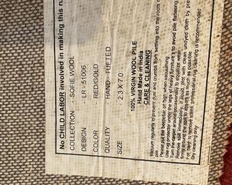 F53- $100 - Sofie Wool runner. 2.3' x 7'. 100% wool. 