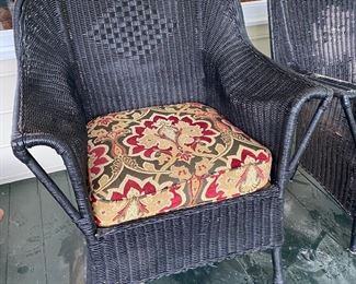 F54 - $175 - vintage wicker chair painted black. Very sturdy. 