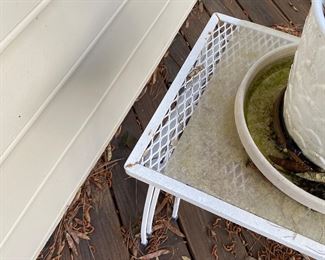 F56 - $125. Set of 3 Wrought Iron Mid Century Nesting Tables. Very good vintage condition!
