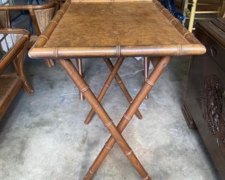 CCM2 - $125 set of 3 rattan Mid Century TV Trays. Varying conditions - but all are sturdy and ready for a new home!