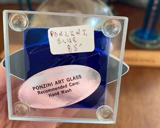 CH4 - $175. Set of 4 Ponzini Art Glass Martini Glasses - perfect - no issues noted. 