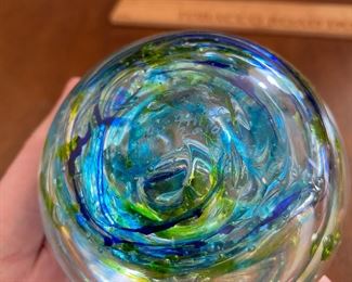 CH14 - $30. Signed Art Glass Paper Weight (Jeff Ball?) 